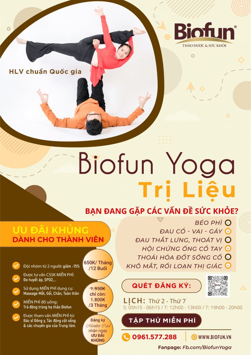 Tuyển học viên Biofun Yoga Trị liệu